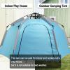 imagePortable Hexagon Kids Play Tent with LED Strip Lights Indoor Children Play House Easy Setup Space Large Dream Tent for Night 45 Person ampamp Birthday GiftsBlue