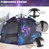 imagePortable Hexagon Kids Play Tent with LED Strip Lights Indoor Children Play House Easy Setup Space Large Dream Tent for Night 45 Person ampamp Birthday GiftsDark Galaxy