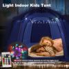 imagePortable Hexagon Kids Play Tent with LED Strip Lights Indoor Children Play House Easy Setup Space Large Dream Tent for Night 45 Person ampamp Birthday GiftsBlue