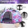 imagePortable Hexagon Kids Play Tent with LED Strip Lights Indoor Children Play House Easy Setup Space Large Dream Tent for Night 45 Person ampamp Birthday GiftsUnicorn Galaxy