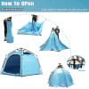 imagePortable Hexagon Kids Play Tent with LED Strip Lights Indoor Children Play House Easy Setup Space Large Dream Tent for Night 45 Person ampamp Birthday GiftsBlue