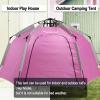 imagePortable Hexagon Kids Play Tent with LED Strip Lights Indoor Children Play House Easy Setup Space Large Dream Tent for Night 45 Person ampamp Birthday GiftsPink