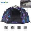 imagePortable Hexagon Kids Play Tent with LED Strip Lights Indoor Children Play House Easy Setup Space Large Dream Tent for Night 45 Person ampamp Birthday GiftsDark Galaxy