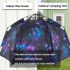 imagePortable Hexagon Kids Play Tent with LED Strip Lights Indoor Children Play House Easy Setup Space Large Dream Tent for Night 45 Person ampamp Birthday GiftsDark Galaxy