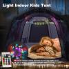 imagePortable Hexagon Kids Play Tent with LED Strip Lights Indoor Children Play House Easy Setup Space Large Dream Tent for Night 45 Person ampamp Birthday GiftsUnicorn Galaxy