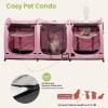 imagePortable Three Compartment Show House Cat Cage Condo  Easy to Fold ampamp Carry Kennel  Comfy Puppy Home ampamp Dog Travel Crate with Portable Carry Bag2 Hammocks3 Mats and Collapsible Litter BoxsPINK