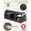 imagePortable Three Compartment Show House Cat Cage Condo  Easy to Fold ampamp Carry Kennel  Comfy Puppy Home ampamp Dog Travel Crate with Portable Carry Bag2 Hammocks3 Mats and Collapsible Litter BoxsBlack