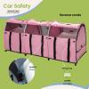 imagePortable Three Compartment Show House Cat Cage Condo  Easy to Fold ampamp Carry Kennel  Comfy Puppy Home ampamp Dog Travel Crate with Portable Carry Bag2 Hammocks3 Mats and Collapsible Litter BoxsPINK