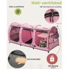 imagePortable Three Compartment Show House Cat Cage Condo  Easy to Fold ampamp Carry Kennel  Comfy Puppy Home ampamp Dog Travel Crate with Portable Carry Bag2 Hammocks3 Mats and Collapsible Litter BoxsPINK