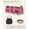imagePortable Three Compartment Show House Cat Cage Condo  Easy to Fold ampamp Carry Kennel  Comfy Puppy Home ampamp Dog Travel Crate with Portable Carry Bag2 Hammocks3 Mats and Collapsible Litter BoxsPINK