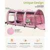 imagePortable Three Compartment Show House Cat Cage Condo  Easy to Fold ampamp Carry Kennel  Comfy Puppy Home ampamp Dog Travel Crate with Portable Carry Bag2 Hammocks3 Mats and Collapsible Litter BoxsPINK