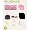 imagePortable Three Compartment Show House Cat Cage Condo  Easy to Fold ampamp Carry Kennel  Comfy Puppy Home ampamp Dog Travel Crate with Portable Carry Bag2 Hammocks3 Mats and Collapsible Litter BoxsPINK