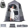 imageCamping Shower Tent Deluxe Changing Room Easy Set Up Privacy ShelterLarge Toilet Tent with Floor Drain Design for Beach CampingHiking with Stakes and Ropes for Stability1 Room GreyBlack