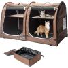 imageMispace Portable Twin Compartment Show House Cat Cage CondoComfy Puppy Home Dog Travel Crate with Carry Bag2 HammocksMats ampamp Collapsible Litter BoxBrown