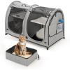 imageMispace Portable Twin Compartment Show House Cat Cage CondoComfy Puppy Home Dog Travel Crate with Carry Bag2 HammocksMats ampamp Collapsible Litter BoxGray