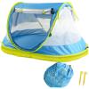 imagePoray Portable Baby Beach Tent with UPF 50 Sun ShelterMosquito Net and Sunshade Ideal Pop Up Kids Travel Tent with Carry Bag ampamp 2 StakesOutdoor Indoor Play and Sun ProtectionLarge Deluxe Blue  Mat
