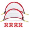 imagePoray Soccer Goal for Kid Easyup Set of Two Portable Soccer Net 210D Oxford with 8 Field Marker Cones Extra Stakes Fun for Backyard and Soccer TrainingRed