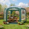 imagePorayhut Pop Up Greenhouse TentPortable XLarge Walkin Flower House Indoor Outdoor Gardening Plant Sunshine Room with PE Mesh Cloth Cover for Protecting Plant from Cold Frost ampamp Birds906Tall Green Greenhouse