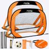 imagePorayhut Pop up Soccer Goal and Ball Sets Portable Soccer Net for TrainingSet of 2 Easy Assembly with Compact Carrying BagGift for Kids with Pump and 8 Stakes4FT Vibrant Orange Goal Set