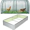 imagePortable 6X3 Walkin Chicken CoopsOutdoor Gardening Nets with Raised Bed Simple Animal Fences for Protection