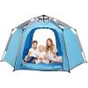 imagePortable Hexagon Kids Play Tent with LED Strip Lights Indoor Children Play House Easy Setup Space Large Dream Tent for Night 45 Person ampamp Birthday GiftsBlue