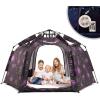 imagePortable Hexagon Kids Play Tent with LED Strip Lights Indoor Children Play House Easy Setup Space Large Dream Tent for Night 45 Person ampamp Birthday GiftsStarry Constellation