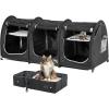 imagePortable Three Compartment Show House Cat Cage Condo  Easy to Fold ampamp Carry Kennel  Comfy Puppy Home ampamp Dog Travel Crate with Portable Carry Bag2 Hammocks3 Mats and Collapsible Litter BoxsBlack