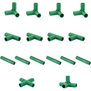 image5 Types Stable Support Heavy Connectors Fitting 16MM Tunnel Greenhouse Gardening Net Frame Building 16PCS Connectors Suitable for Plant Greenhouse Cover to Solve Use Parts Missing