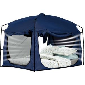 imageBed TentPortable Privacy Sleeping Bed CanopyBlackout 90 Drapes for Kids and AdultTwin Size Indoor Space Tent with Breathable Large Mesh Windows