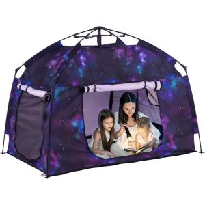 imageKids Play TentPortable Playhouse Children House Easy Set up Indoor Outdoor with Carry Bag for KidsLight Strip Design for Night use Space for Children and ParentsBirthday GalaxyGalaxy