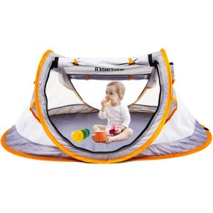 imagePoray Portable Baby Beach Tent with UPF 50 Sun ShelterMosquito Net and Sunshade Ideal Pop Up Kids Travel Tent with Carry Bag ampamp 2 StakesOutdoor Indoor Play and Sun ProtectionVibrant Orange