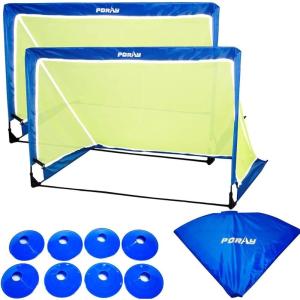 imagePoray Portable Soccer Goal Pop Up Soccer Net for Kids and Adults with 210D Oxford Fabric ampamp Extra StakesBirthday Gift ampamp Fun for Backyard and Soccer TrainingBLUE  Reflective Strips