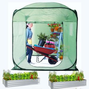 imagePorayhut Pop Up Greenhouse Tent with Two Garden Raised BedsPortable XLarge Walkin Flower House for Protecting Plant