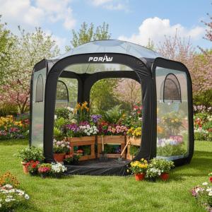 imagePorayhut Pop Up Greenhouse TentPortable XLarge Walkin Flower House Indoor Outdoor Gardening Plant Sunshine Room with PE Mesh Cloth Cover for Protecting Plant from Cold Frost ampamp Birds906Tall Black Greenhouse