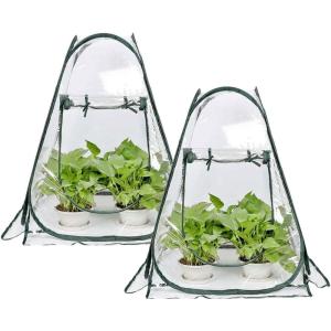 imagePorayhut Pop Up Greenhouse TentPortable XLarge Walkin Flower House Indoor Outdoor Gardening Plant Sunshine Room with PE Mesh Cloth Cover for Protecting Plant from Cold Frost ampamp Birds2 Pcs Pear Shape Plant Cover