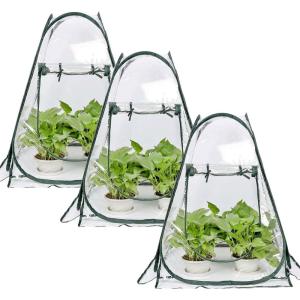 imagePorayhut Pop Up Greenhouse TentPortable XLarge Walkin Flower House Indoor Outdoor Gardening Plant Sunshine Room with PE Mesh Cloth Cover for Protecting Plant from Cold Frost ampamp Birds3 Pcs Pear Shape Plant Cover
