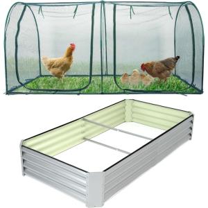 imagePortable 6X3 Walkin Chicken CoopsOutdoor Gardening Nets with Raised Bed Simple Animal Fences for Protection