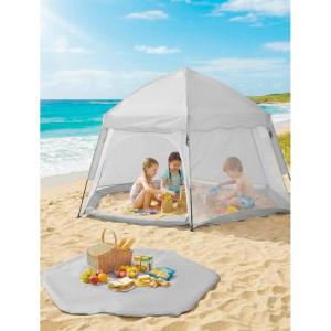 imagePortable Large Kids Beach Tent Shelter with Canopy UV Cover Indoor Outdoor Camping Tentwith Thick Removable Floor for Sleeping Or Beach Shelter Light GreyLight Grey