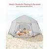 imagePortable Large Pop Up Kids Indoor Outdoor Tent with Canopy UV CoverThick Removable Floor for Sleeping Or Beach Shelter LilacLight Grey