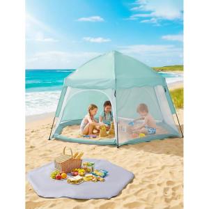 imagePortable Large Pop Up Kids Indoor Outdoor Tent with Canopy UV CoverThick Removable Floor for Sleeping Or Beach Shelter LilacTeal