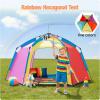 imagePortable Hexagon Kids Play Tent with LED Strip Lights Indoor Children Play House Easy Setup Space Dream Tent for Night 45 Person Large Tents amp Birthday Gifts