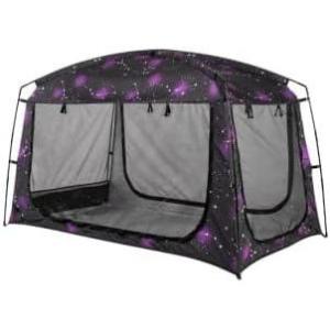 imageBed TentPortable Privacy Mesh Sleeping Bed CanopyDrapes for AdultTwin Size Indoor Space Tent with Breathable Large Mesh Windows