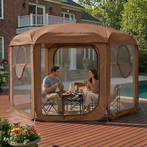 imagePorayhut Pop up Bubble Tent Screen House 10X10Large Camping Sun ShelterWeather and Cold Proof Pod with Detachable Sunshade ClothWaterproof Floor2 Zipper Doors amp 4 Mesh Breathable Windows