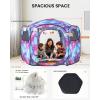 imagePorayhut Galaxy Pop Up Play Tent for Kids 67 Hexagonal Privacy Sensory Tent with Removable Thick Mat amp LED Photo Clip Lights Light Blocking Indoor Outdoor Playhouse for Boys amp Girls Space CastleUnicorn