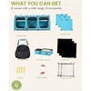 image:imagePortable Three Compartment Show House Cat Cage Condo  Easy to Fold amp Carry Kennel  Comfy Puppy Home amp Dog Travel Crate with Portable Carry Bag2 Hammocks3 Mats and Collapsible Litter BoxsBlue