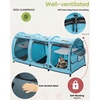 image:imagePortable Three Compartment Show House Cat Cage Condo  Easy to Fold amp Carry Kennel  Comfy Puppy Home amp Dog Travel Crate with Portable Carry Bag2 Hammocks3 Mats and Collapsible Litter BoxsBlue