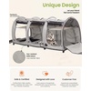 image:imagePortable Three Compartment Show House Cat Cage Condo  Easy to Fold amp Carry Kennel  Comfy Puppy Home amp Dog Travel Crate with Portable Carry Bag2 Hammocks3 Mats and Collapsible Litter BoxsGray