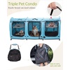 image:imagePortable Three Compartment Show House Cat Cage Condo  Easy to Fold amp Carry Kennel  Comfy Puppy Home amp Dog Travel Crate with Portable Carry Bag2 Hammocks3 Mats and Collapsible Litter BoxsBlue