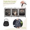 image:imagePortable Three Compartment Show House Cat Cage Condo  Easy to Fold amp Carry Kennel  Comfy Puppy Home amp Dog Travel Crate with Portable Carry Bag2 Hammocks3 Mats and Collapsible Litter BoxsGray