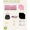 image:imagePortable Three Compartment Show House Cat Cage Condo  Easy to Fold amp Carry Kennel  Comfy Puppy Home amp Dog Travel Crate with Portable Carry Bag2 Hammocks3 Mats and Collapsible Litter BoxsPINK